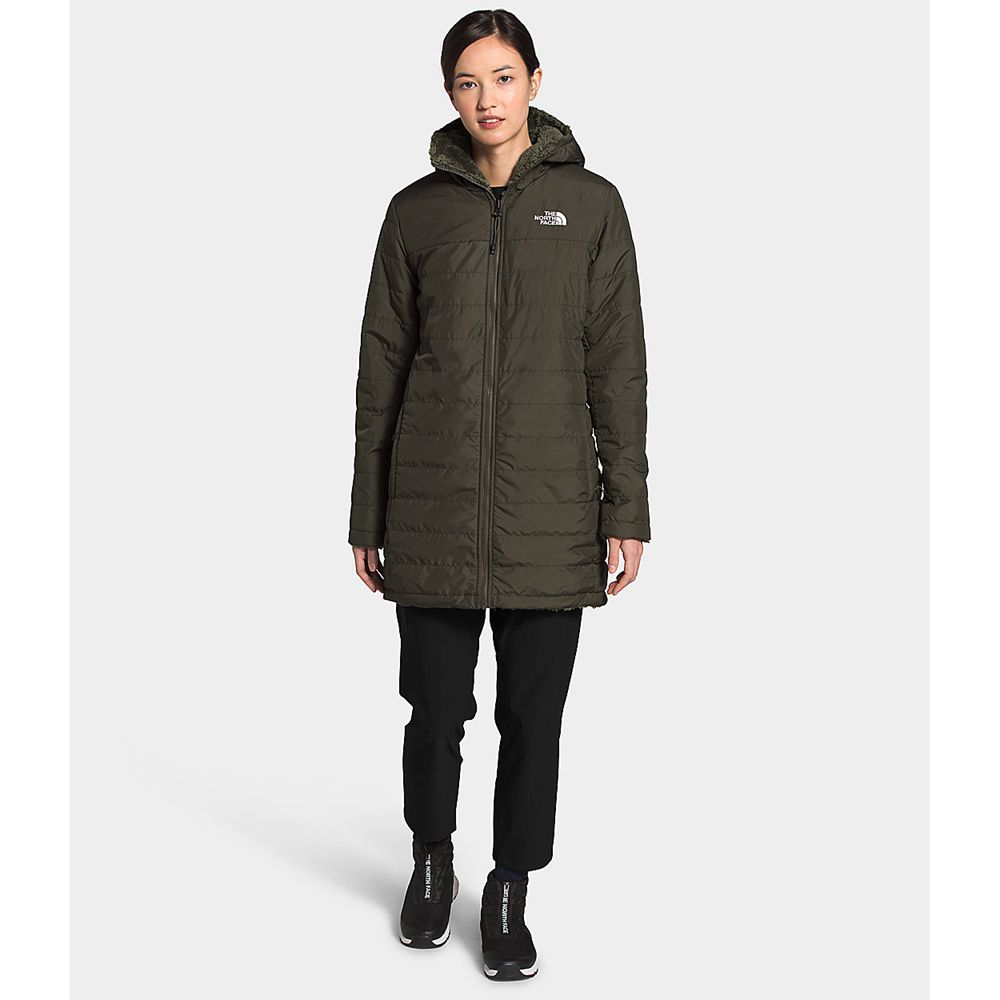 The North Face Parka Womens Australia - The North Face Mossbud Insulated Reversible Green (EGY-08491